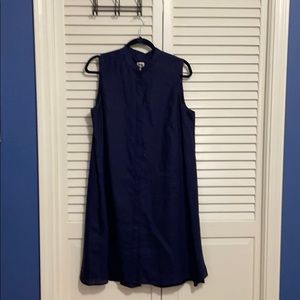 Anne Klein mandarin sleeveless linen swing dress